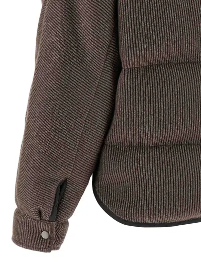 Brunello Cucinelli Lame Wool Down Jacket In Brown