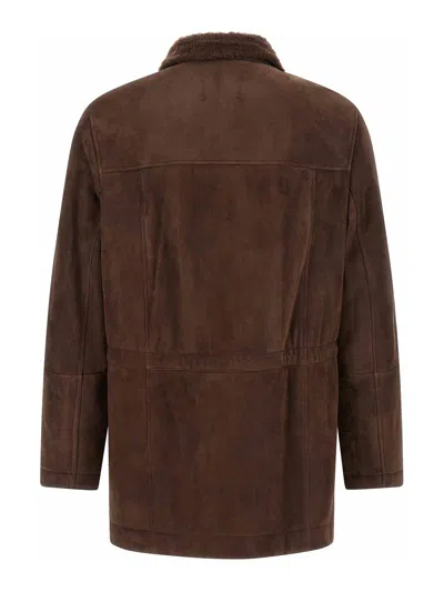 Brunello Cucinelli Shearling Jacket In Brown