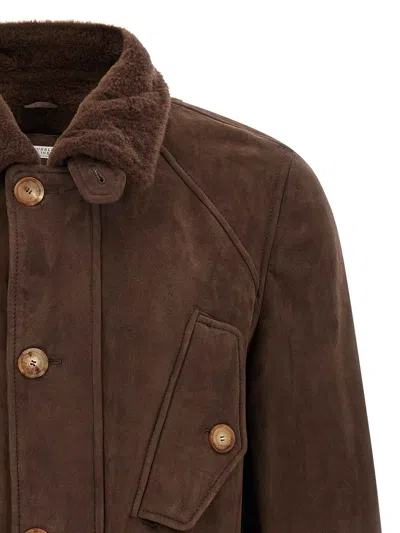 Brunello Cucinelli Shearling Jacket In Brown
