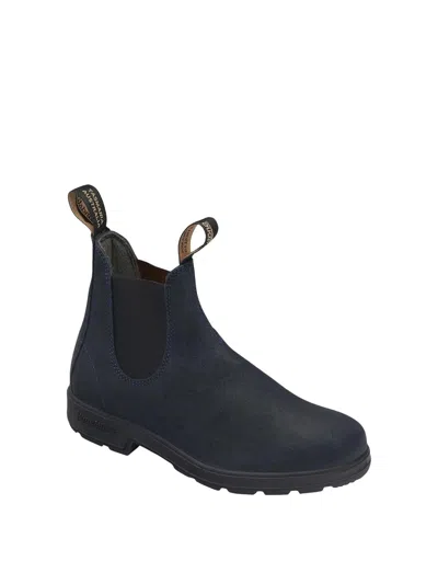 Blundstone Suede Ankle Boot With Elastic Inserts In Blue