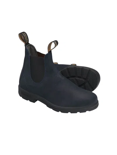 Blundstone Suede Ankle Boot With Elastic Inserts In Blue