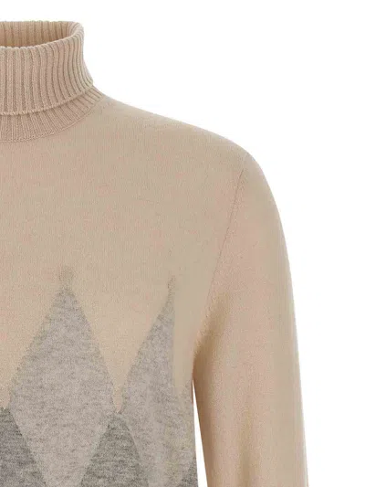 Ballantyne Argyle-pattern Turtleneck Sweater In Neutral