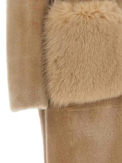 Blancha Merino Straight-volpe Fur Beige In Neutral