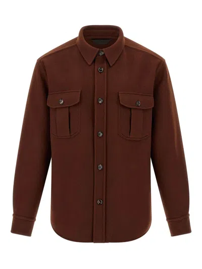 Brioni Men's Wool-cashmere Overshirt In Brown