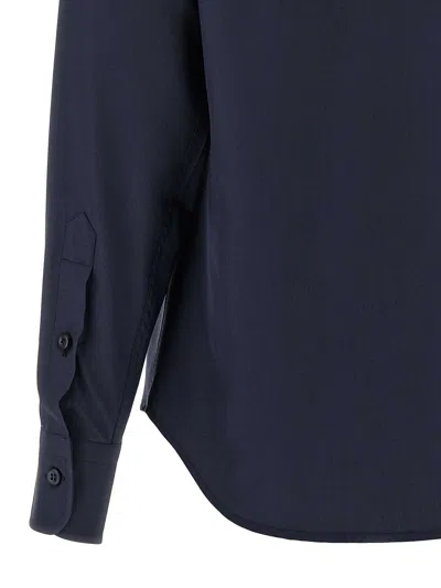 Brioni Long-sleeved Curved Hem Shirt In Blue