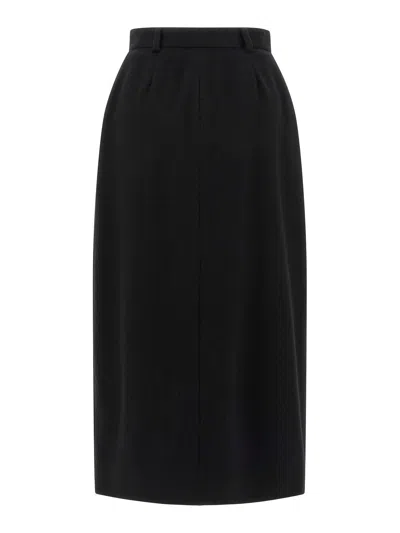 Brioni Violante Slit Detailed Midi Skirt In Black