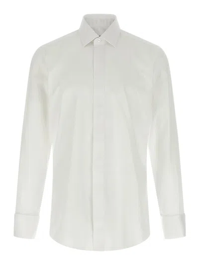 Barba Napoli Barba Cotton Poplin Shirt With Concealed Button Front And Cufflink-ready Sleeves In Multi