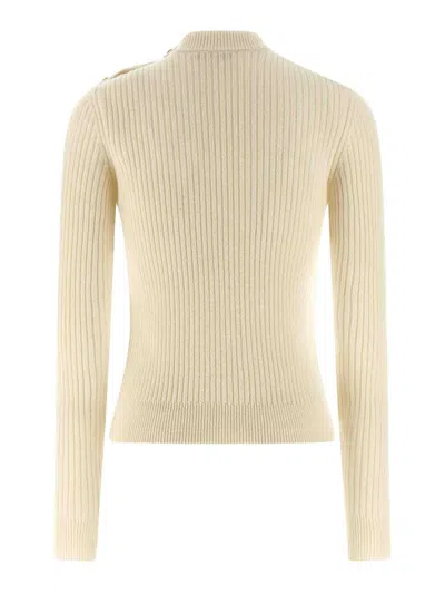 Balmain Ribbed Sweater Sweaters And Cardigans White In White