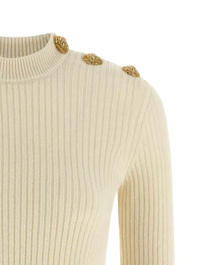 Balmain Ribbed Sweater Sweaters And Cardigans White In White