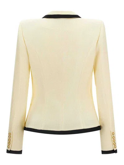 Balmain Maxi Shoulder Strap Blazer In Yellow