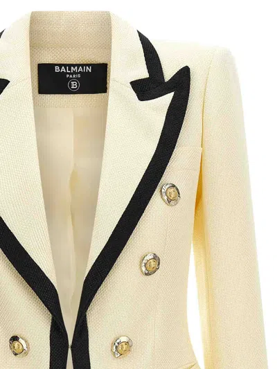 Balmain Maxi Shoulder Strap Blazer In Yellow