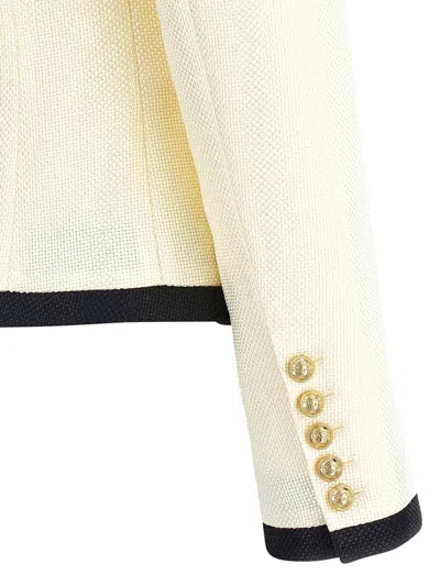 Balmain Maxi Shoulder Strap Blazer In Yellow
