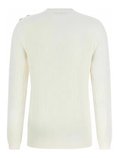 Balmain Beige Viscose Polyester Sweaters In White
