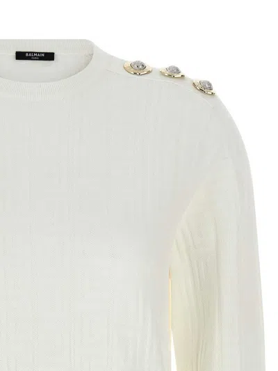 Balmain Beige Viscose Polyester Sweaters In White
