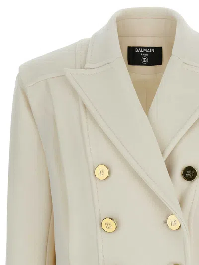 Balmain Double-breasted Wool And Cashmere-blend Felt Jacket In Neutral
