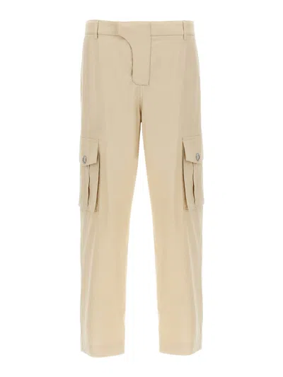 Balmain Cargo Cotton Pants Pockets In Neutral