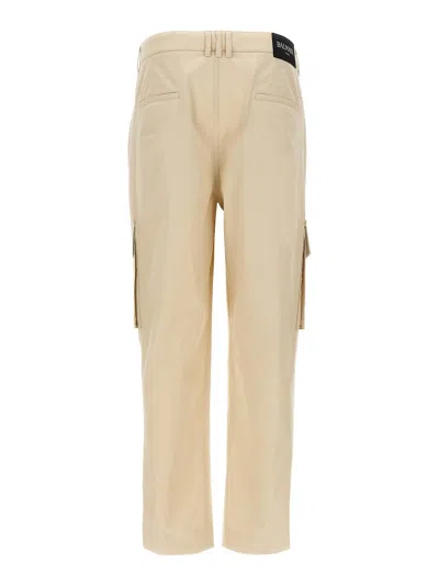 Balmain Cargo Cotton Pants Pockets In Neutral