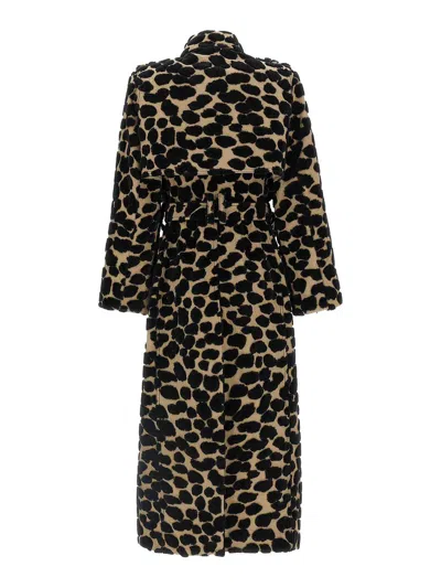 Balmain Leopard Jacquard Trench Coat Coats And Trench Coats Multicolor In Multi