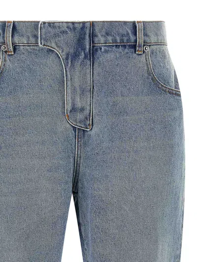 Balmain Stonewashed Cotton Denim Jeans In Blue