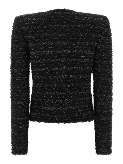 Balmain Buttoned Tweed Jacket In Black