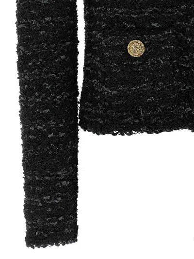 Balmain Buttoned Tweed Jacket In Black
