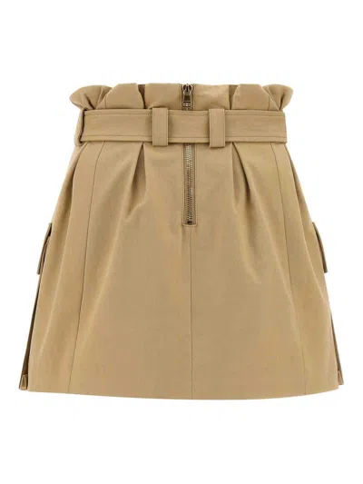 Balmain Gabardine Mini Skirt With Gold-tone Hardware In Multi