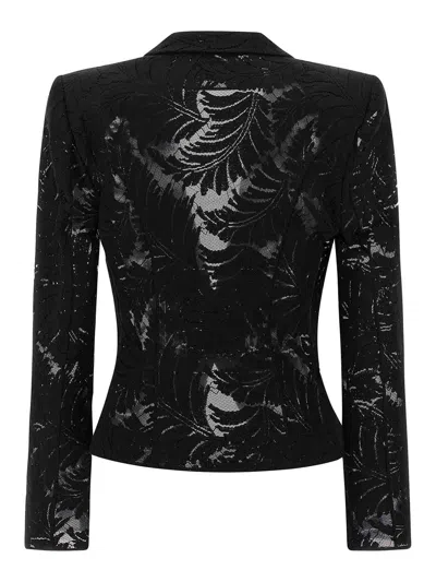 Balmain 1-button Fitted Lace Jacket In Black
