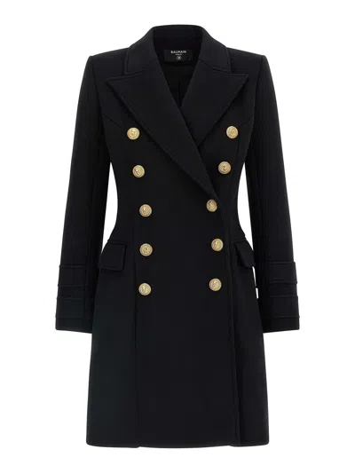 Balmain 10 Buttons Coat In Virgin Wool And Cashmere Women In Black