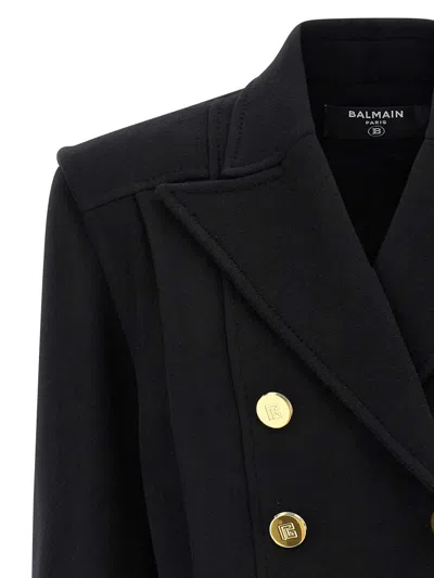 Balmain Tailored Coat With Double-breasted Design In Black