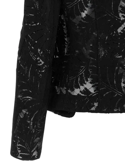 Balmain 1-button Fitted Lace Jacket In Black