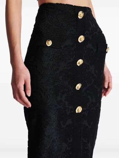 Balmain Jacquard-pattern Skirt In Black
