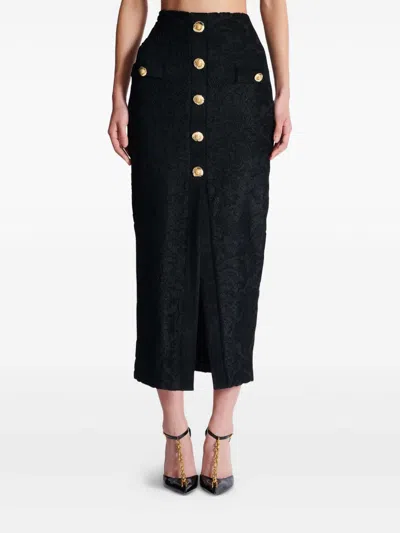 Balmain Jacquard-pattern Skirt In Black