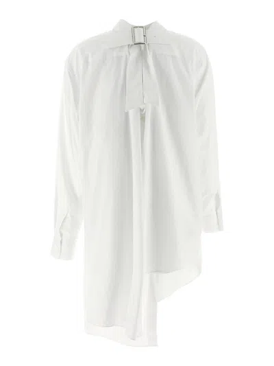 Comme Des Garçons Asymmetric Hem Shirt With Front Button Closure And Unique Silhouette In White