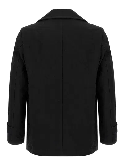 Comme Des Garçons Double-breasted Canvas Coat In Black