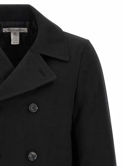 Comme Des Garçons Double-breasted Canvas Coat In Black