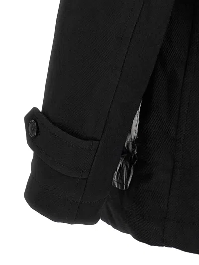 Comme Des Garçons Double-breasted Canvas Coat In Black