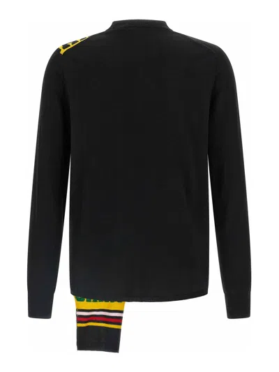 Comme Des Garçons Asymmetrical Color Block Knit Sweater In Black