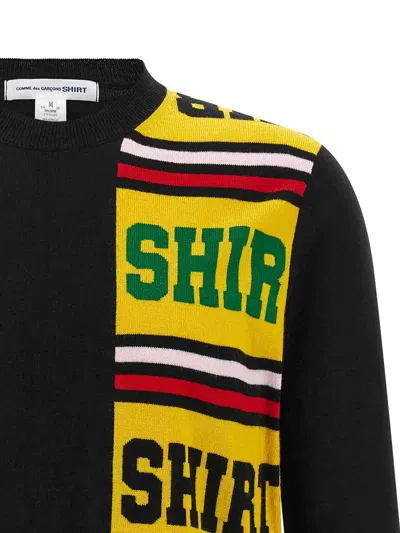 Comme Des Garçons Asymmetrical Color Block Knit Sweater In Black