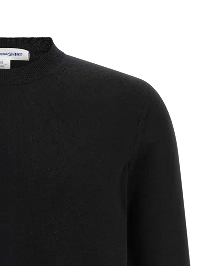 Comme Des Garçons Colorful Lettering Crew Neck Long Sleeve Sweater In Black