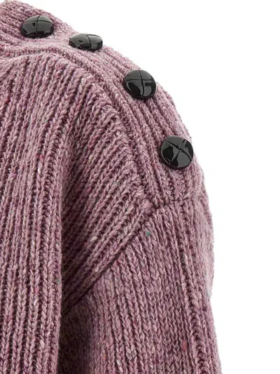 Chloé Cropped Mock-neck Sweater In A Merino Wool Knit In Pink