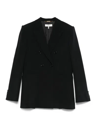 Chloé Structured Double-breasted Jacket With Padded Shoulders In Black