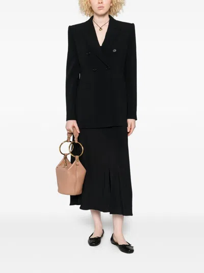 Chloé Structured Double-breasted Jacket With Padded Shoulders In Black