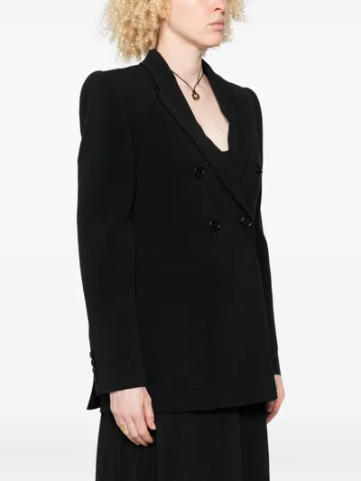Chloé Structured Double-breasted Jacket With Padded Shoulders In Black