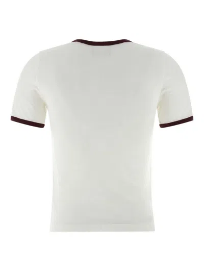 Courrèges Courreges Women Cotton T-shirt With Contrasting Profiles In White