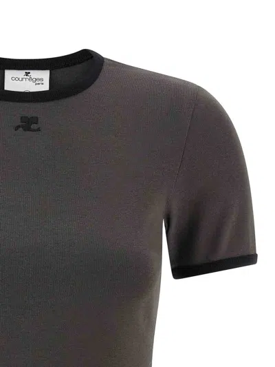 Courrèges Courregès Heritage Contrast T-shirt In Gray