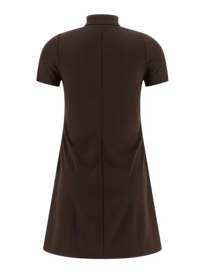 Courrèges Mini Dress With High Collar And Pockets In Brown