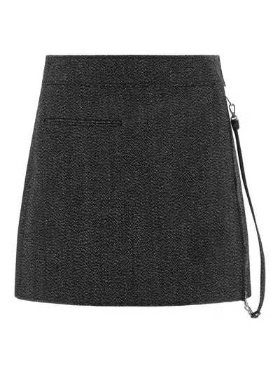 Courrèges Courreges Women 'zipped Caviar Mini' Skirt In Gray