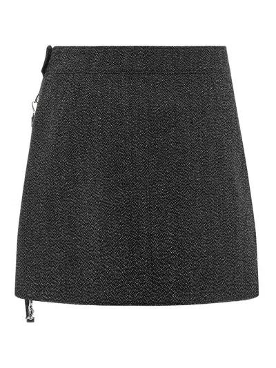 Courrèges Courreges Women 'zipped Caviar Mini' Skirt In Gray