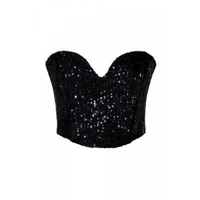 Aggi By Halewski Women's Lara Obsidian Black Sequined Corset In Black