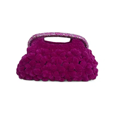 Springmoonatelier Women's Pink Handmade Fuchsia Magenta Velvet Crochet Designer Bag – A Unique And Statement-made Piec In Pink